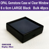 Opal GEMSTONE Case | 48pcs | CLEAR Window | 6 x 6 x 2cm BLACK