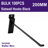 SLATWALL Hooks Steel | HEAVY DUTY | 100pcs BLACK | 200MM