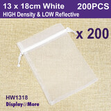 ORGANZA Bag White | HIGH Density | 200pcs | 13 x 18cm