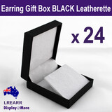 QUALITY Black Leatherette Gift Case | EARRING Box 24pcs