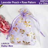 Organza Bag BEST QUALITY | 200pcs 9x12cm | Lavender + ROSE Pattern