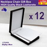 Necklace Chain Gift Box Case | 12pcs | Quality Black Leatherette