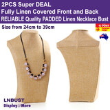 Necklace Display Bust PADDED | 2pcs FULL Linen | 24 to 39cm