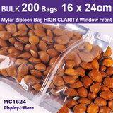 Mylar Pouch | Clear Silver Zip Lock | 200pcs | 16 x 24cm