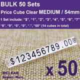 Price CUBE Shop Pricing Display | 50 Sets | MEDIUM Clear 54mm