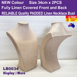 Minor Defect Necklace Display Bust FULL Linen PADDED | 34cm | 2PCS