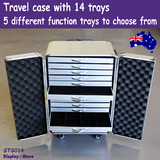 Minor Defect Jewellery Case TRAVEL Luggage Carry on Suitcase + 14 Trays