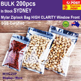 Mylar Pouch FOOD Foil Bag | Clear Silver Zip Lock | BULK 200pcs
