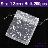 Organza Bags JEWELLERY Pouch | 200pcs 9x12cm | SILVER Moon Star