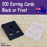 200 Earring Display Card-3x4cm-PLAIN Plastic | Black or Frost