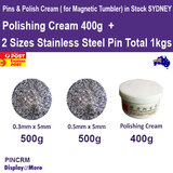 Jewellery Polisher Polish Cream + 1KG Pins 2 Sizes | For MAGNETIC Tumbler
