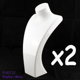 2X Necklace Display Bust | 32cm | Porcelain White