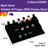 Ring Holder Display Stand | 3-Tiers Fingers | FELT Black Velvet