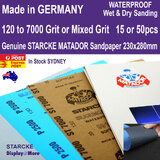 Sandpaper WET Dry Waterproof | GENUINE German STARCKE 120-7000 Grit | 15 or 50pcs