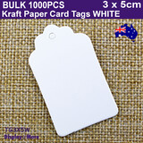 1000 Kraft Paper Card Price Tag Label | 3 x 5cm | White