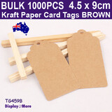 1000 Kraft Paper Card Price Tag Label | 4.5 x 9cm | Brown