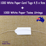 1000 Kraft Paper Tag 4.5 x 9cm White + 1000 Paper Twine String White