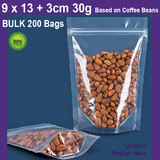 FOOD Pouch | 200pcs | Ziplock STAND UP Clear | 9 x 13 + 3cm