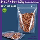 FOOD Pouch | 200pcs | Ziplock STAND UP Clear | 24 x 37 + 5cm