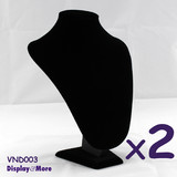 2X Necklace Display Bust Black Velvet | Padded | 27cm