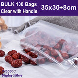 FOOD Pouch Ziplock STAND UP | Open WIDE | 100PCS | 35x30+8cm Clear