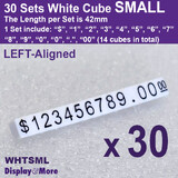 Price CUBE Tag | 30 Sets | NEW Left Aligned | SMALL White 42mm