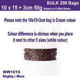 FOOD Pouch Kraft Paper w/ WINDOW | 200PCS | 10 x 15 + 3cm | Cream Colour