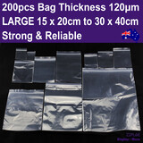 Ziplock Bag ZIP Lock Resealable CLEAR | 200pcs | RELIABLE Large