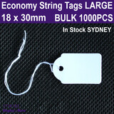 Paper Price String TAG White | BULK 1000pcs | 18 x 30mm