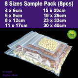 Clear Zip Lock Bags | FOOD Grade | 8 Sizes Sample Pack