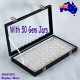 Gemstone OPAL Storage Display Case-White Insert | 50 Gem Jars | Glass Lid