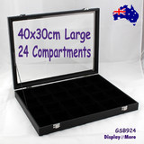 Jewellery Display Case-40x30cm | Glass Lid | 24 Compartments