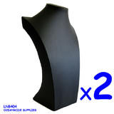 2X Premium Full Black Leatherette Necklace Display Bust | 34cm