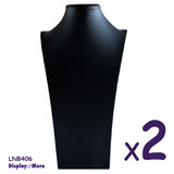 New 2X Premium Full Black Leatherette Display Bust-45cm