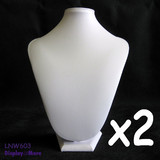 2X Necklace Display Bust-27cm-IVORY | Padded FULL Leatherette