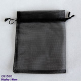 100 Organza Jewellery Gift Pouch Bags-15x20cm-Black