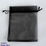 200 Organza Jewellery Gift Pouch Bags | 11x16cm | Black