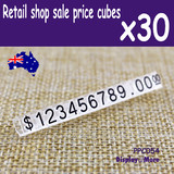 30 Sets PRICE Tag Cube Retail Shop | BLACK Numeral