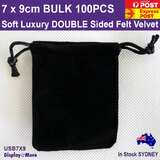 Jewellery Pouch Bag BLACK | 7x9cm 100pcs | LUXURY DOUBLE Sided Felt Velvet