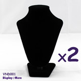 2X Necklace Display Bust Black Velvet | Padded | 18.5cm
