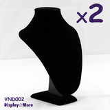 2X Necklace Display Bust Black Velvet | Padded | 23cm