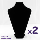 2X Necklace Display Bust Black Velvet | Padded | 32cm