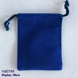 100 New Double Sided Velvet Gift Pouches-7x9cm-Blue-Rectangle