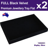 Jewellery Display Tray Flat Floor | 2pcs | FULL Black Velvet