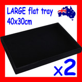 Jewellery Tray FLAT Floor | 2pcs LARGE 40x30cm | FULL Black Velvet
