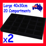 2X Jewellery Organiser Tray | LARGE 40x30cm | 20 Compartments
