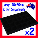 2X Jewellery Organiser Tray | LARGE 40x30cm | 30 Compartments