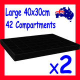 2X Jewellery Organiser Tray | LARGE 40x30cm | 42 Compartments